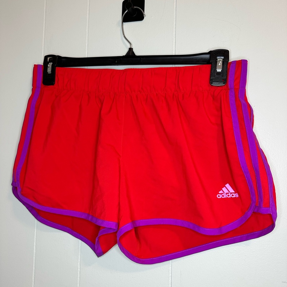 Adidas Women's Red and Purple Athletic Shorts